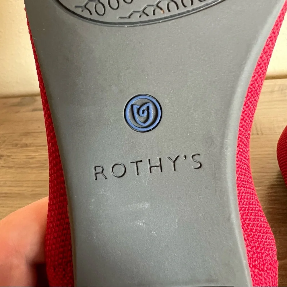 Rothy’s The Point Red Flats Women’s Size 7.5 Slip On Casual Washable Lightweight - Picture 9 of 10